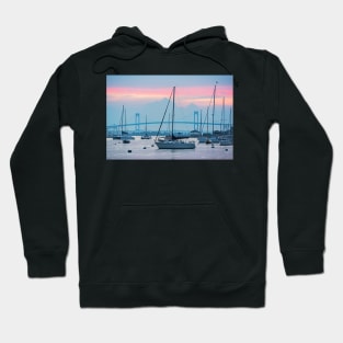 Pell Bridge Newport Harbor Newport RI Rhode Island Purple Sunset Hoodie